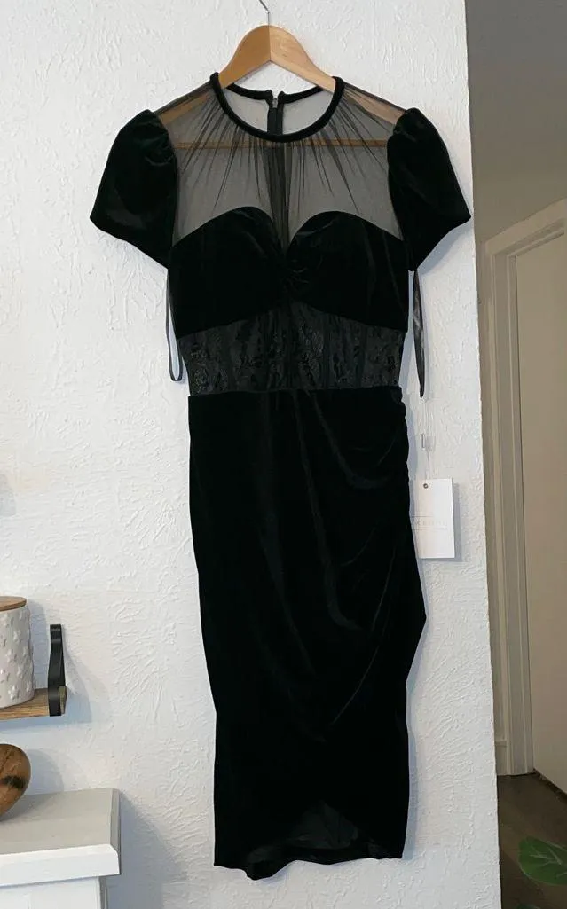 NWT Mac Duggal Black Lace Mesh 20742 - Illusion Jewel Evening Dress Size 4 - Image 5