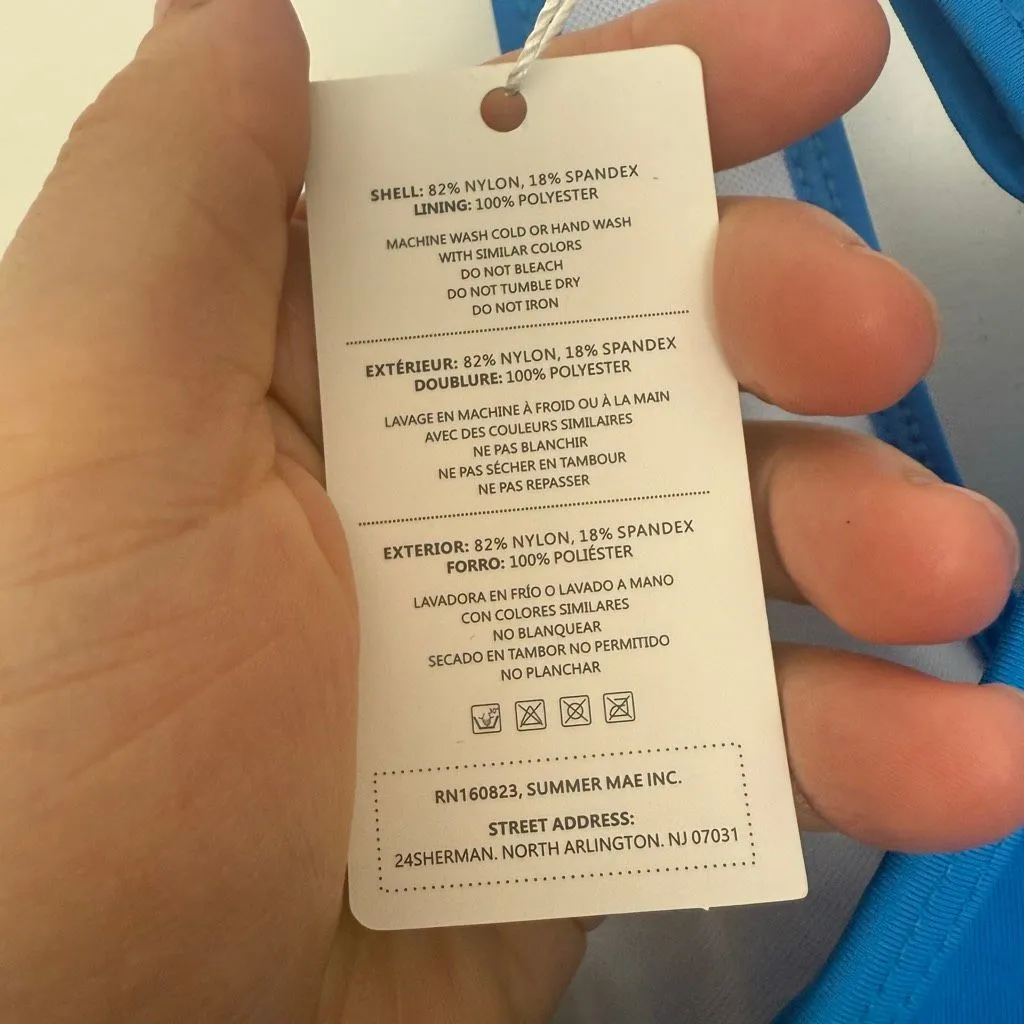 Summer Mae Women’s Medium Blue Crop Swim Top New - Image 3