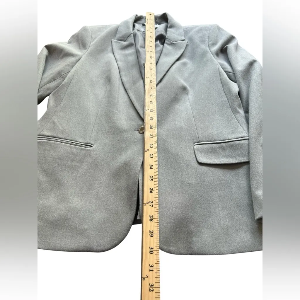 Calvin Klein Women's Gray One-Button Blazer Size 16 Business‎ Jacket - Image 11