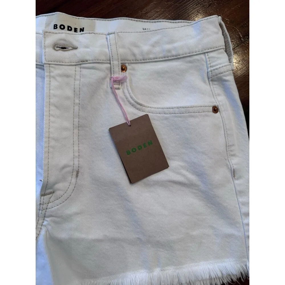 Boden Rigid Beach Shorts Ecru/white Denim Cut Off Shorts Womens NWT Size 29 White - Image 10