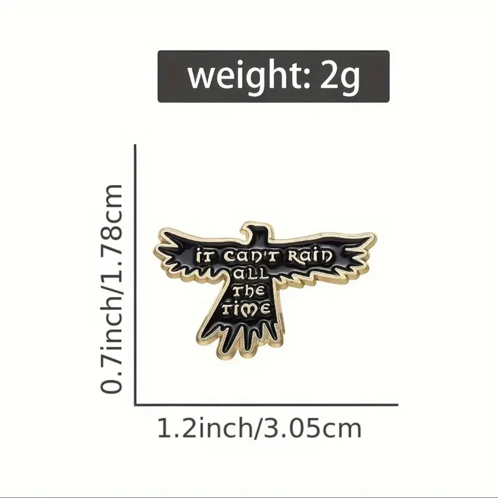 The Crow It Can’t Rain All The Time Enamel Pin Black - Image 4
