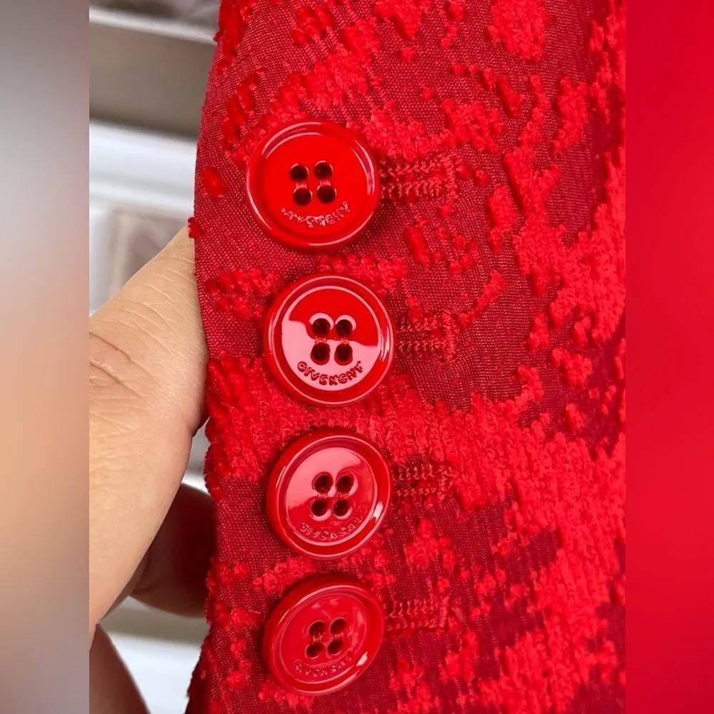 Givenchy Red Jacquard Double Breast Blazer Size 6" - Image 14