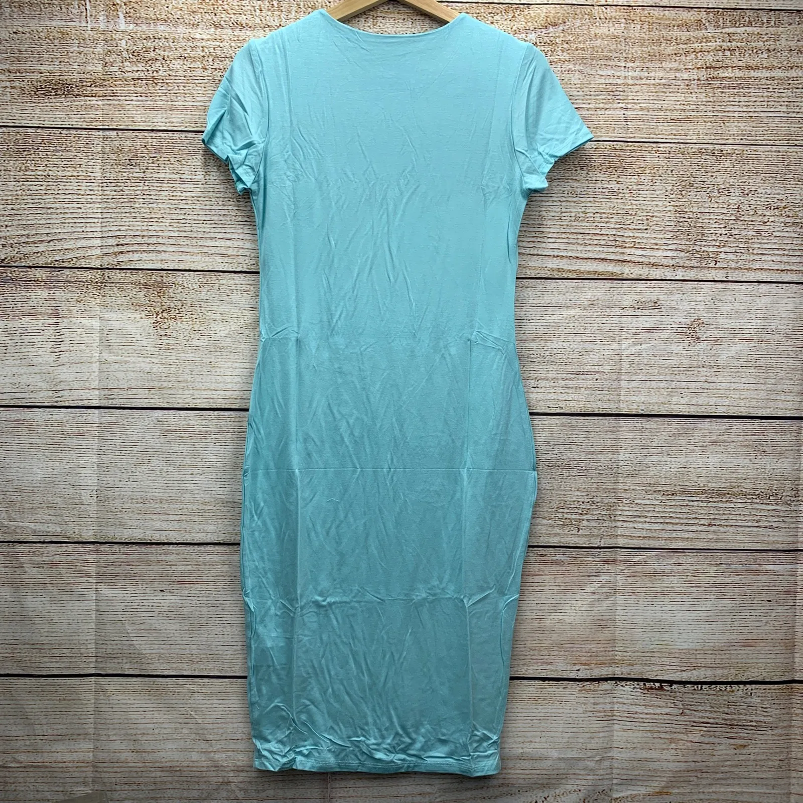 US All.F.Y FASHION Azure Blue T Shirt Dress Slim Fit Women Large New Made in USA - Image 4