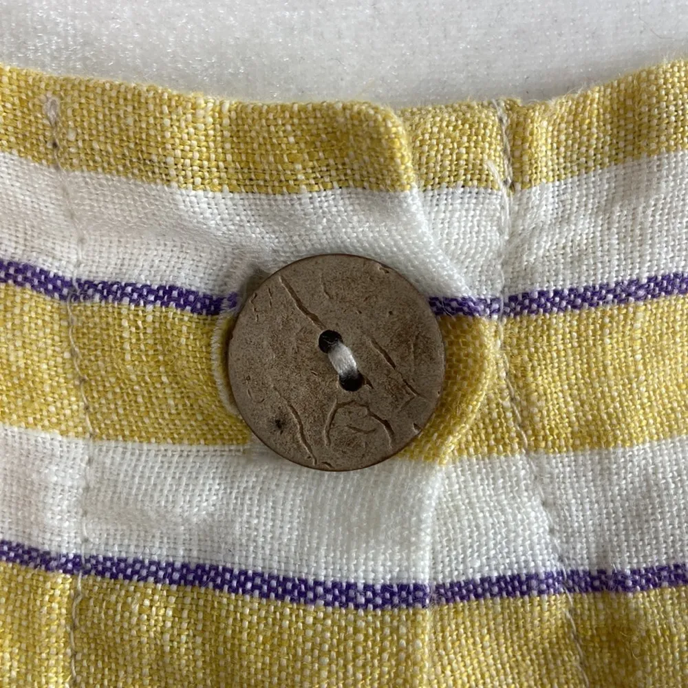 Rachel Zoe Midi Dress 100% Linen Stripe Button Front Size 10 - Image 4