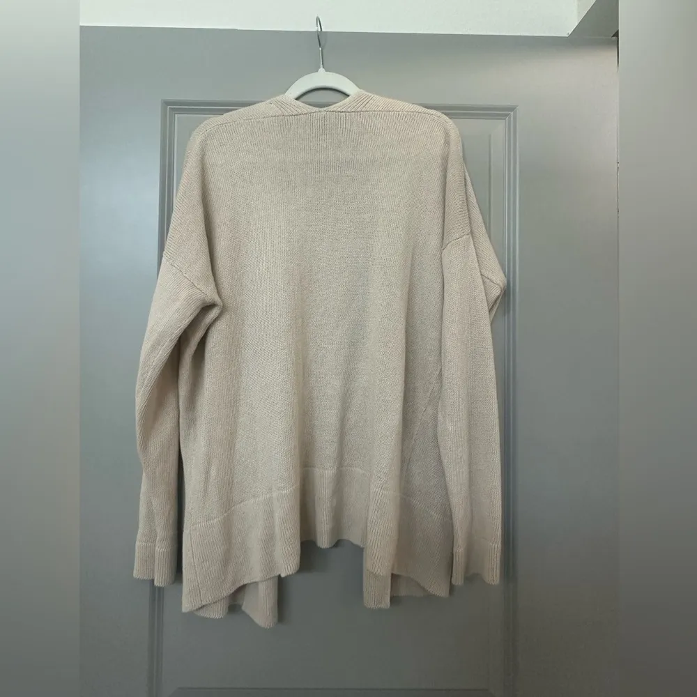 Eileen Fisher Beige Natural Linen and Cotton Open Front Cardigan Size XS - Image 3