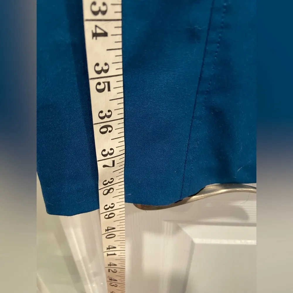 Love 21 Size L Teal Blue Cap Sleeve V Neck Fitted Lined Sheath Dress Belt Loops - Image 9