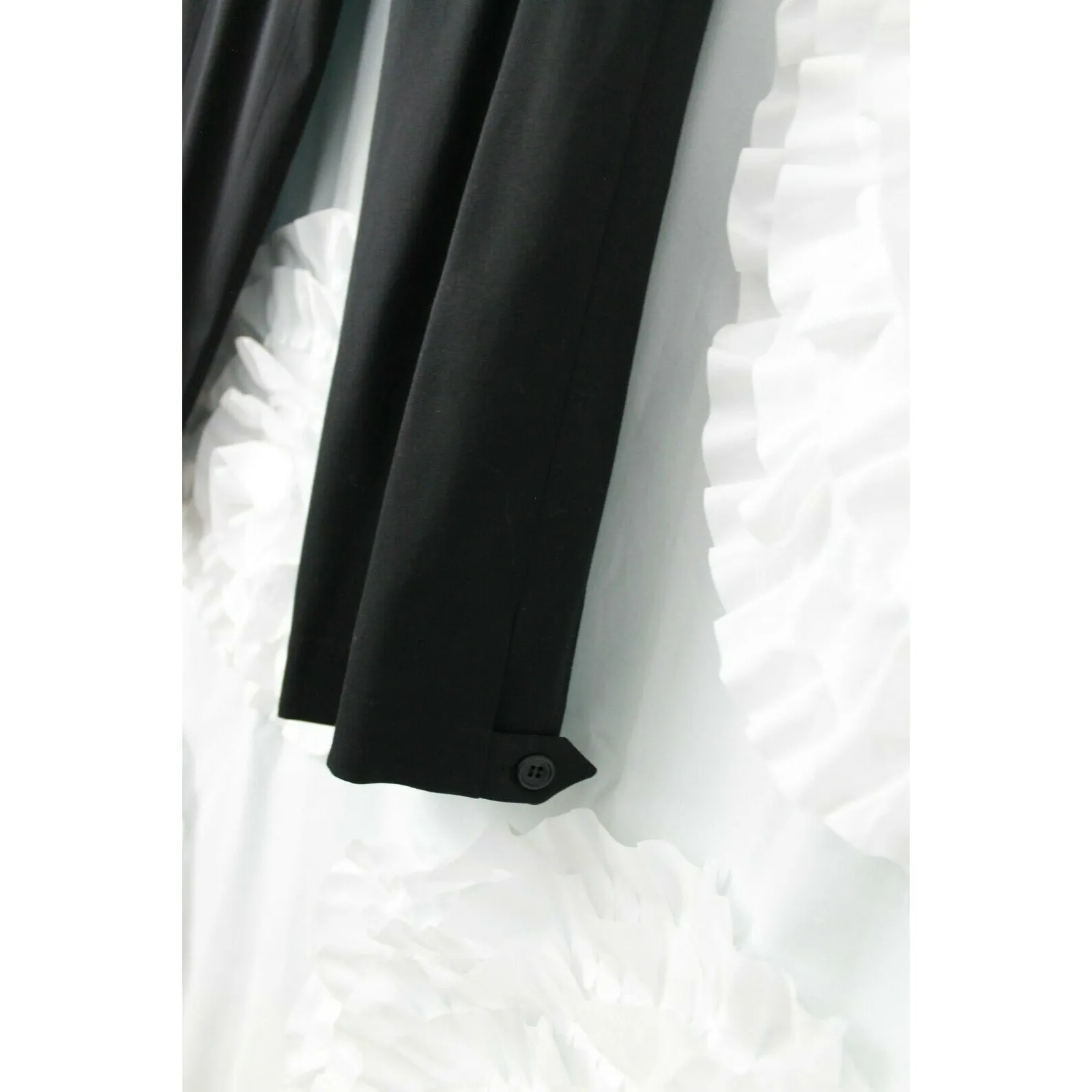 eskandar Wool Blend Black Cropped Pants Side Zip Button Tab Hem Detail Size 2 Size M - Image 6