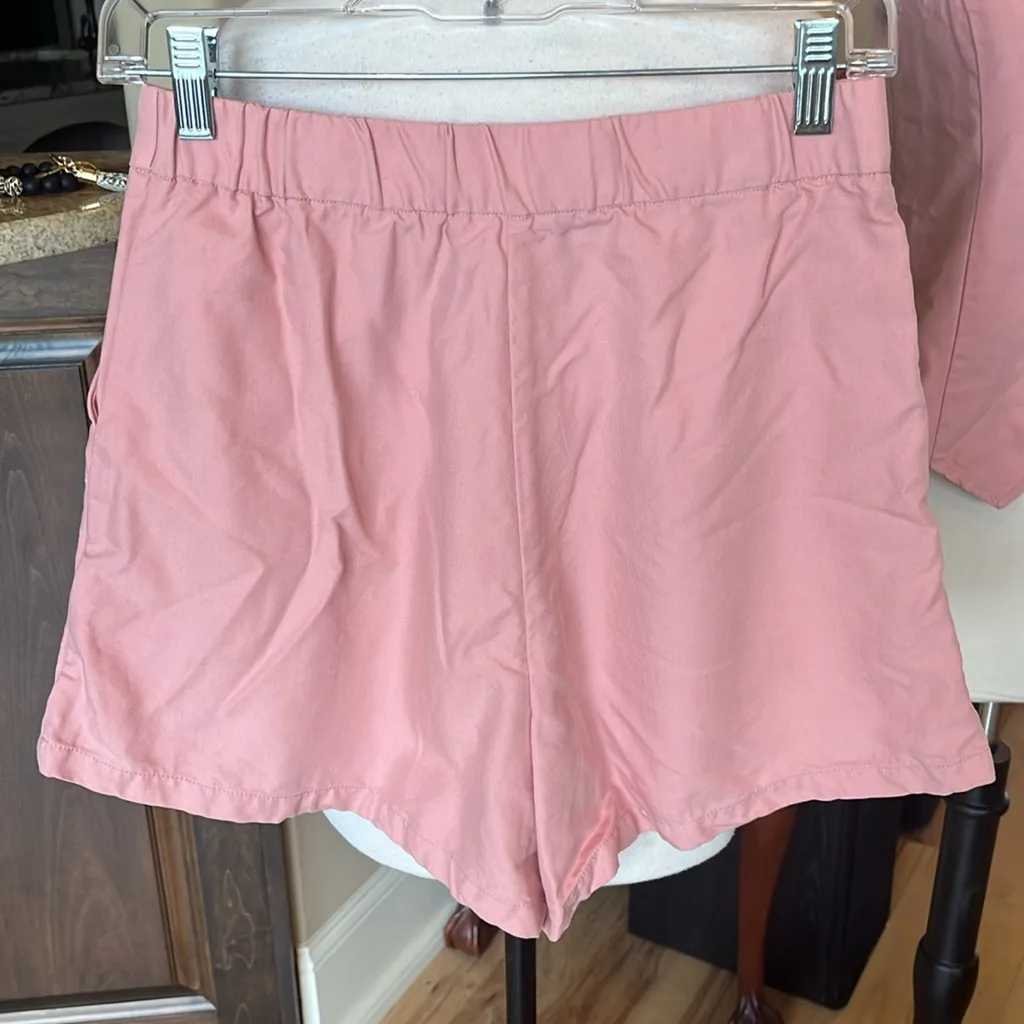 Matching Set Rose Pink Button Vest Comfy Shorts New Size XS - Image 4