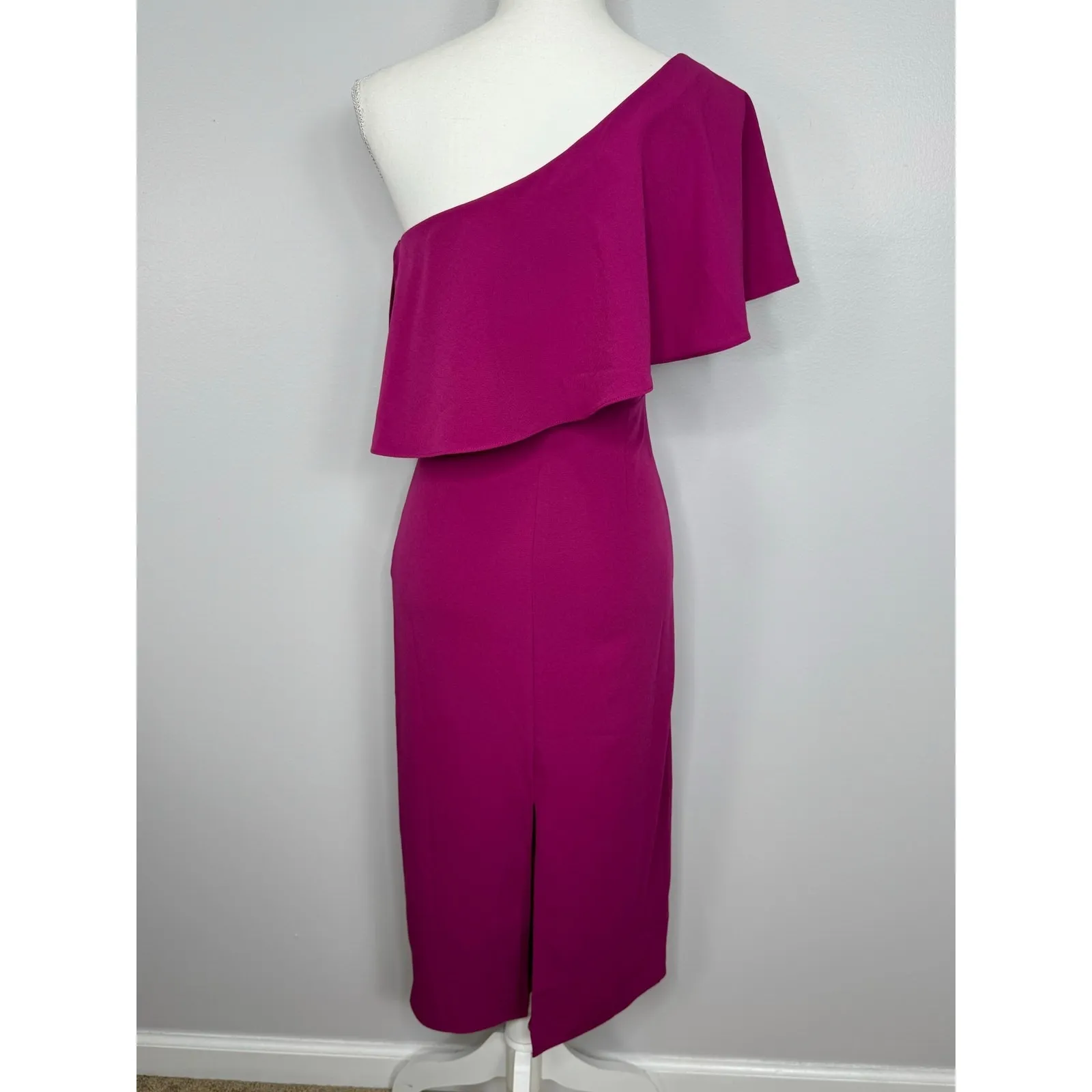 Lovers + Friends Bentley One‎ Shoulder Midi Dress Women XS Hot Pink Cocktail NEW - Image 9