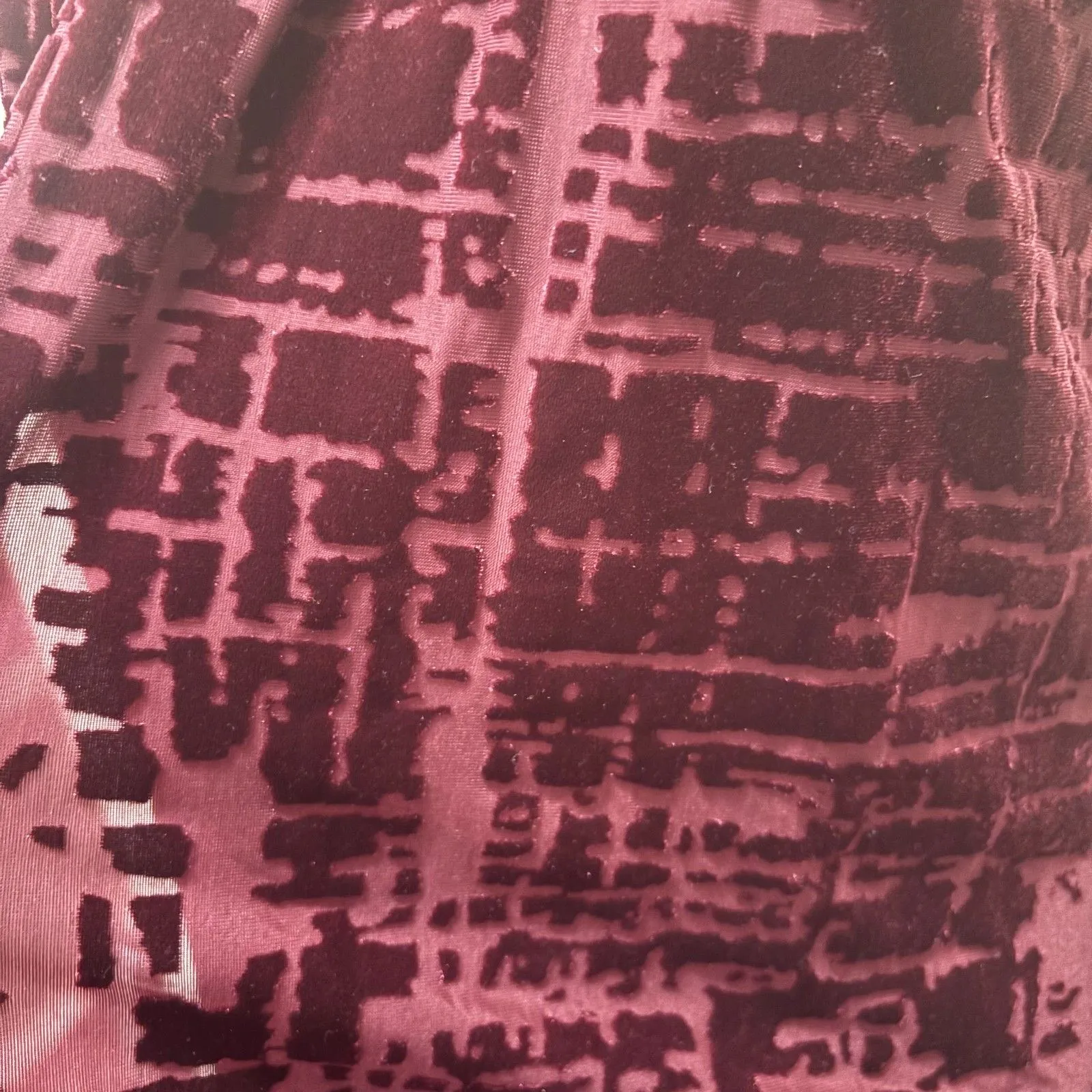 Susan Graver Velvet Burnout Open Front Vest Burgundy Whimsigoth Size Medium - Image 2