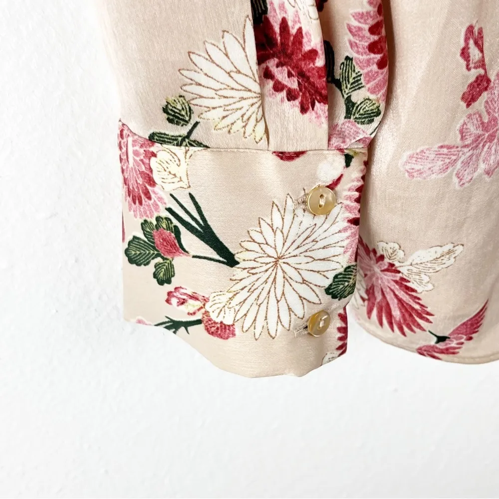 MNG Mango Floral Print Cuffed Sleeves Button Blouse, Size 4 - Image 8