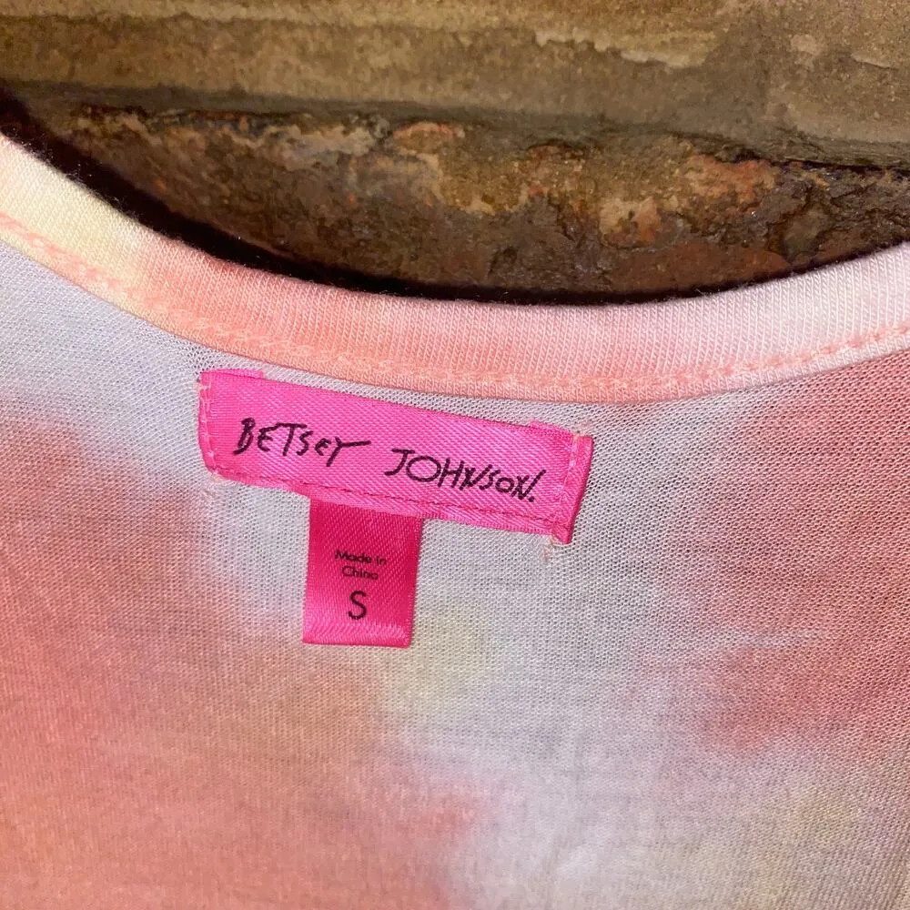 Betsey Johnson Pink Yellow Tie Dye Sleepwear Pajama Tank Top Women's Size Small - Image 6