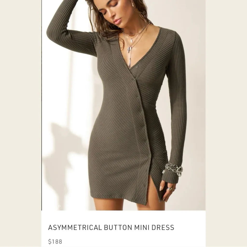 Joah Brown ASYMMETRICAL BUTTON MINI DRESS! - Image 4