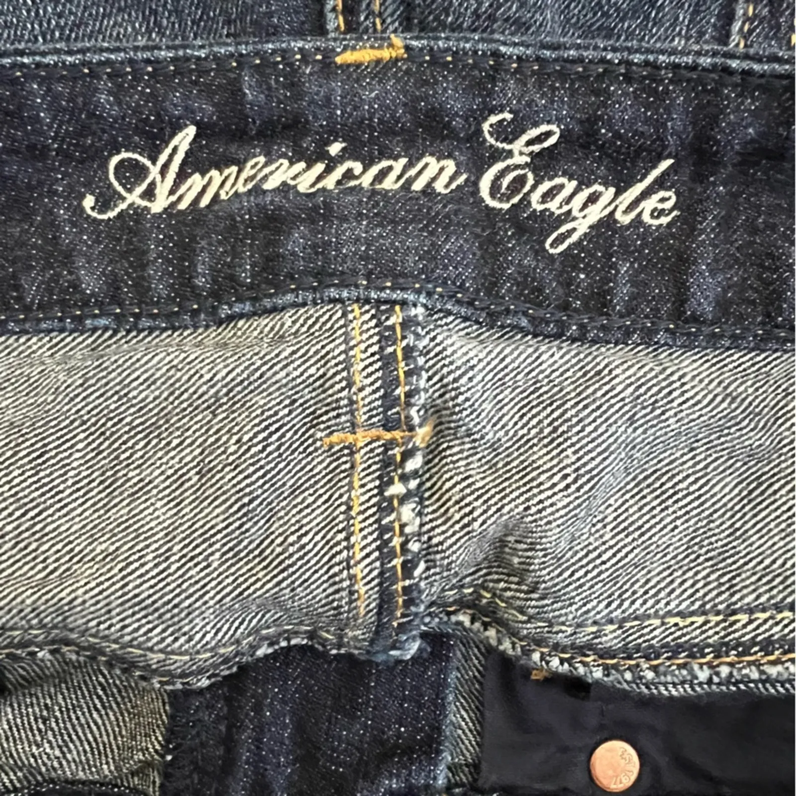 American Eagle Denim Shorts Womens 2 Dark Wash Low Rise Y2K Vintage Daisy Dukes - Image 4