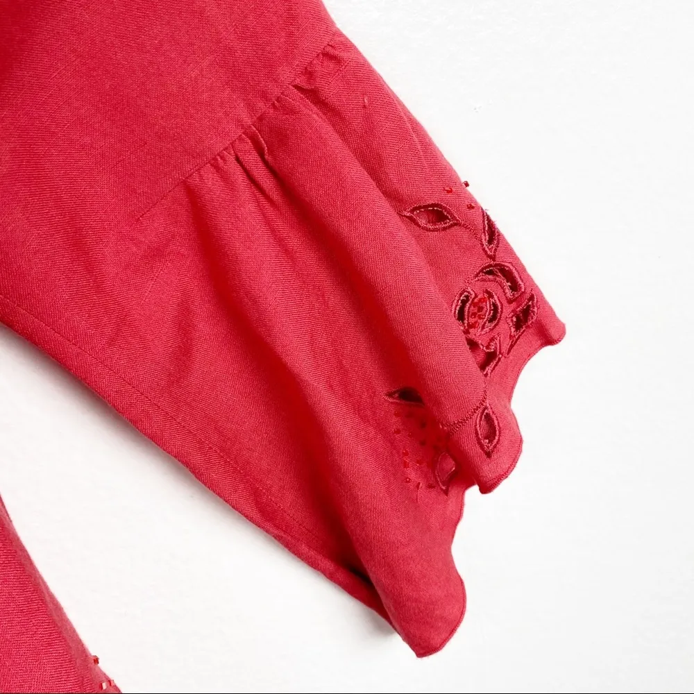 ADRIANNA PAPELL Red Linen Blend Dress With Matching Jacket Maxi Dress, Small - Image 9