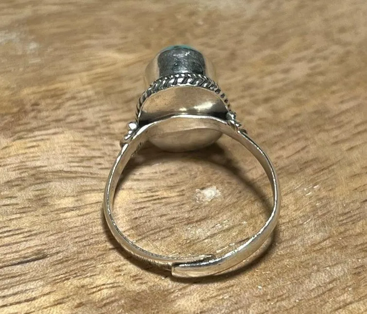 Turquoise Stone 925 Sterling Silver Adjustable Ring - Image 8