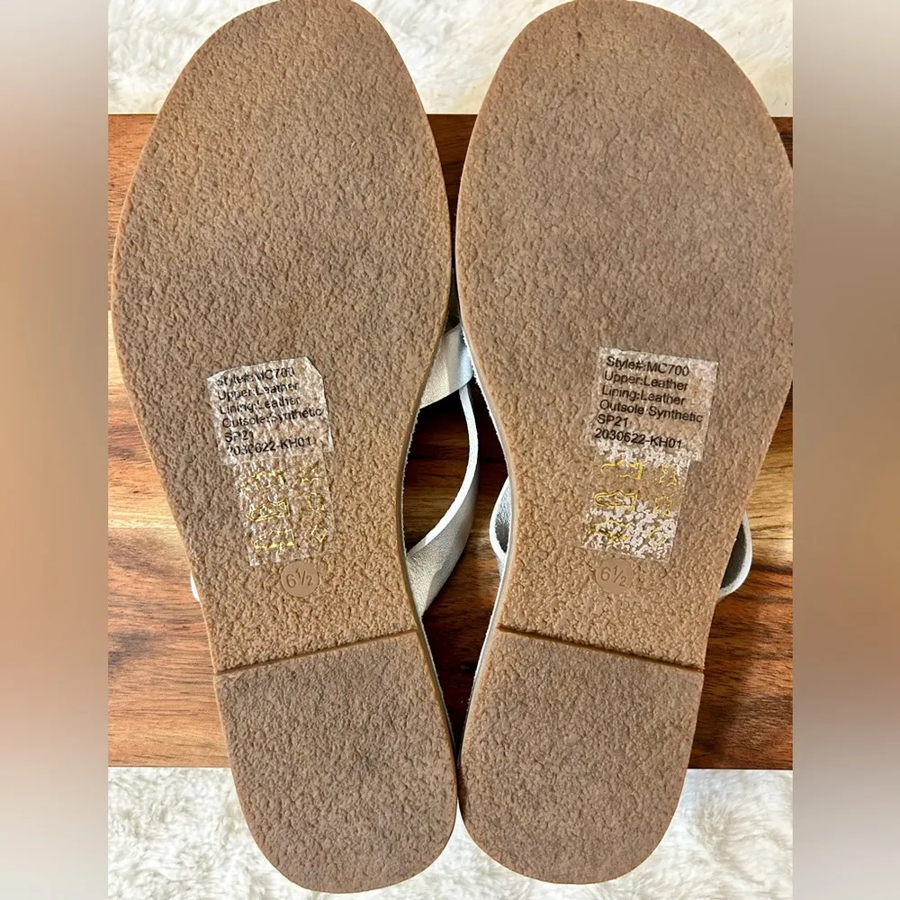 Madewell The Boardwalk Thong Sandal in Silver Size 6.5 - Image 8