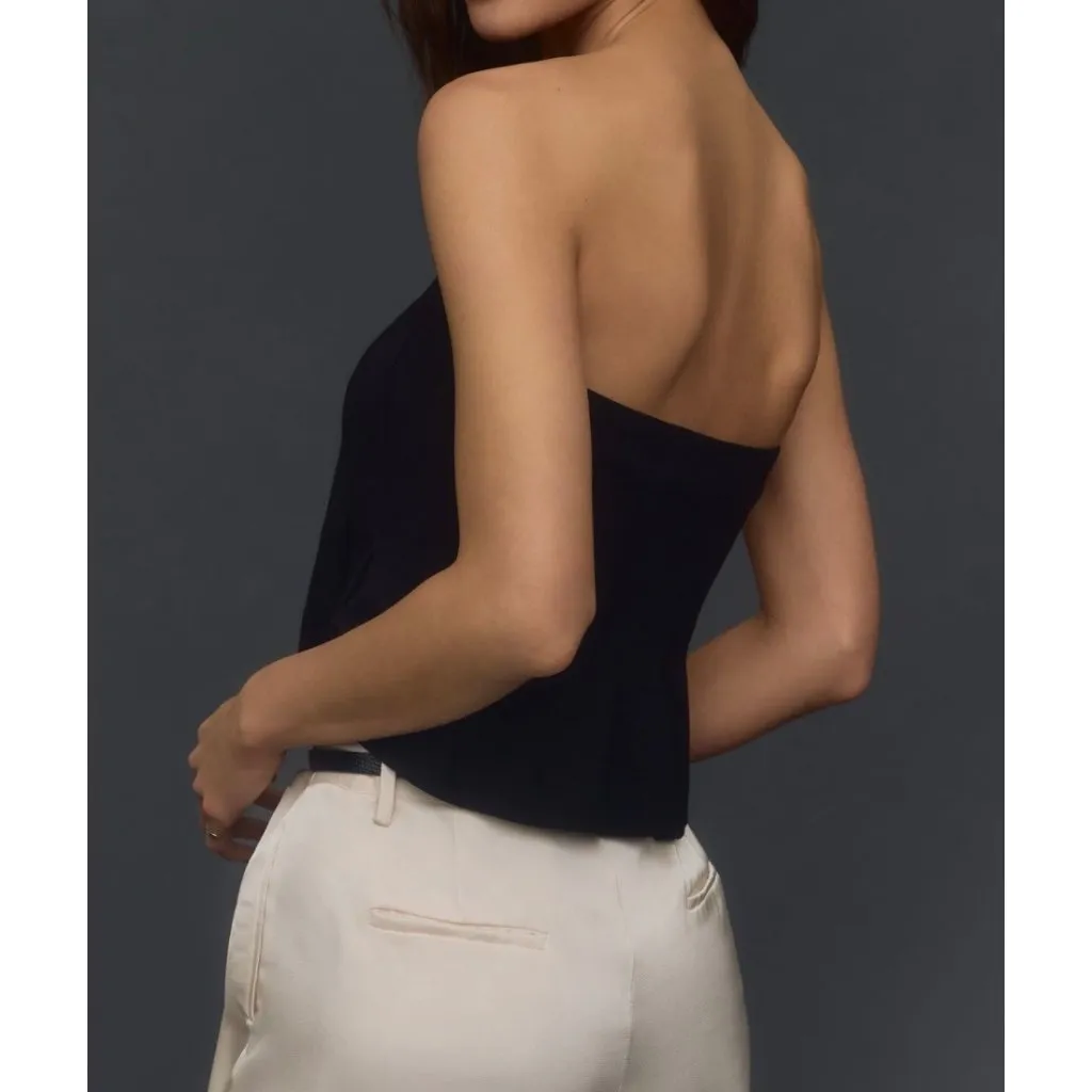 Maeve By Anthropologie Womens The Fontana Flared Tube Top Black Size L - Image 2