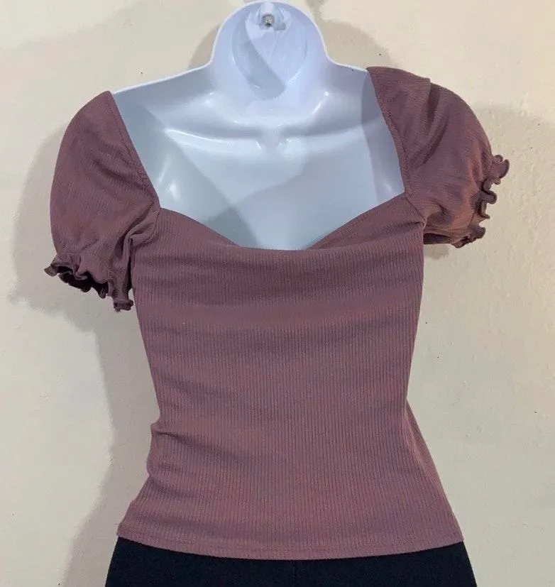 Soprano Off Shoulder Mauve Crop Top - Image 2