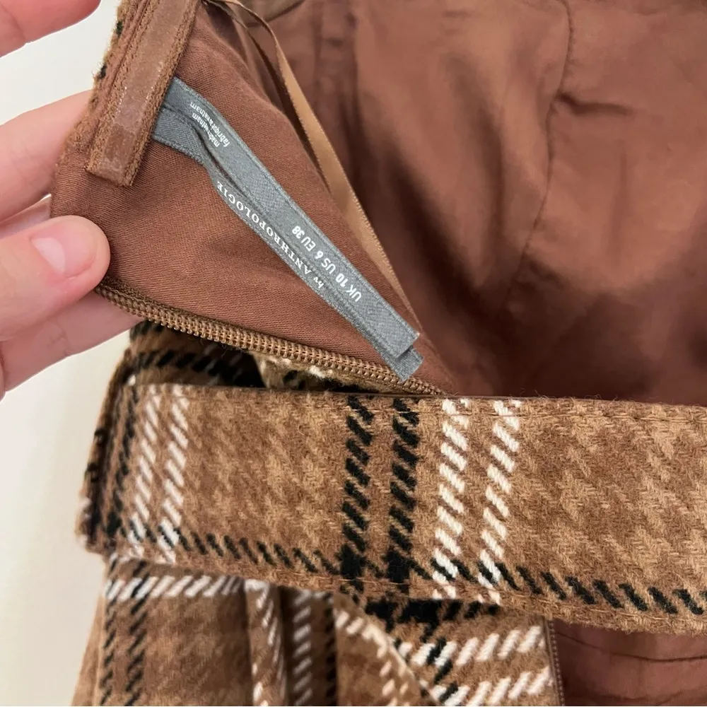 Anthropologie Strapless Belted Midi Dress Plaid Print - Image 9