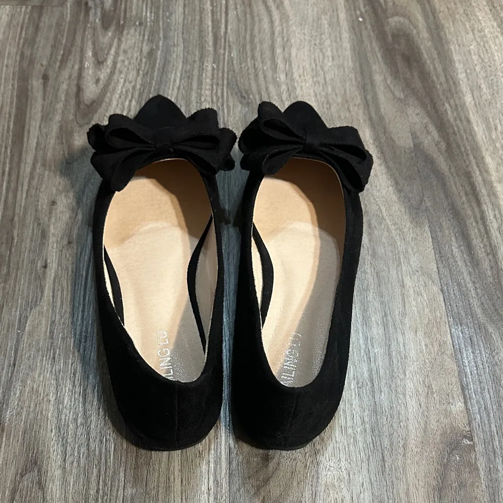 SAILING LU Chic Black Bow Loafers Size 10 - Image 5