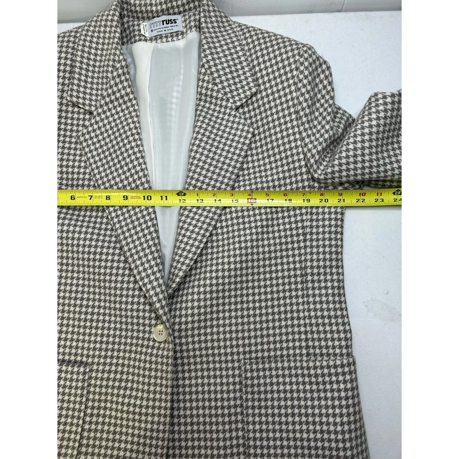 VTG Women's Blazer New Attitude Div Of Russ Togs Herringbone Made In The USA 14 Gray - Image 4