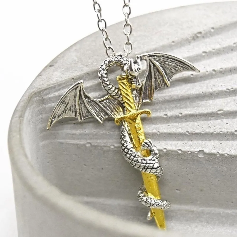 Dragon Pendant Necklace Gold - Image 2