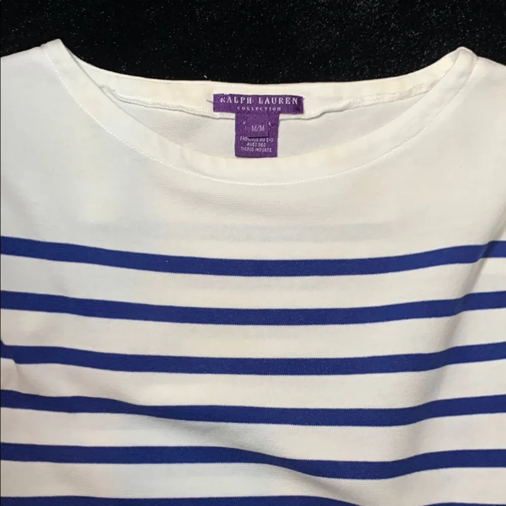 Purple Label Ralph Lauren Collection Striped Boatneck Mariner Sweater Medium Blue - Image 6