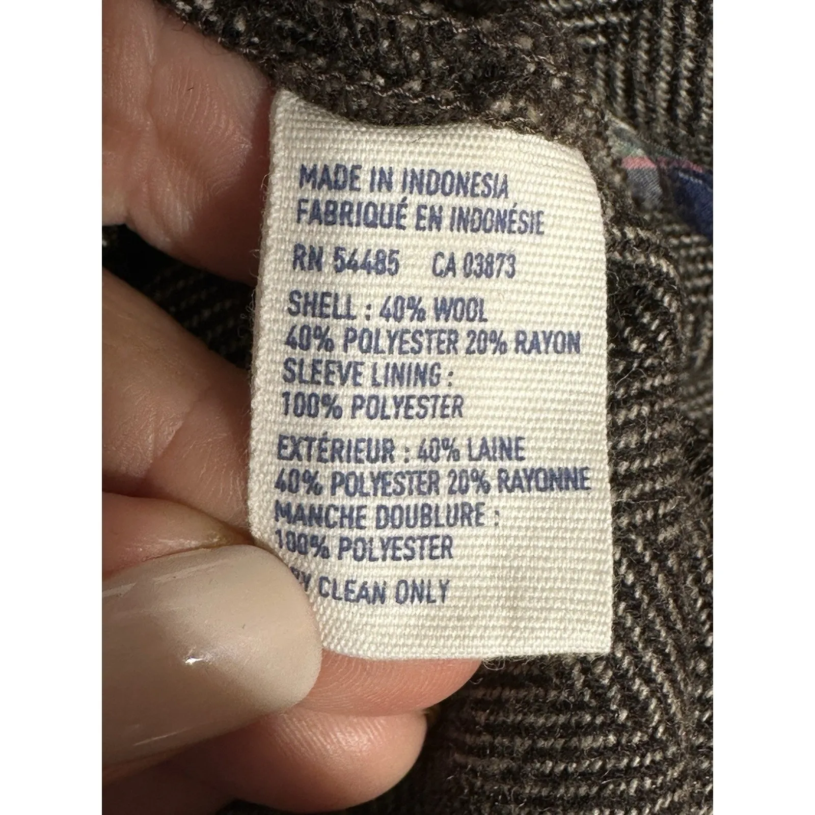 Y2K Wool Blazer American Eagle Brown Herringbone Countryside Academia Women Med. - Image 4