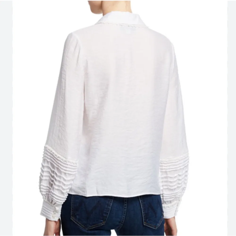 Alexis Greyson Smocked Lace Long Sleeve Button Up Collared Blouse Top - Image 9