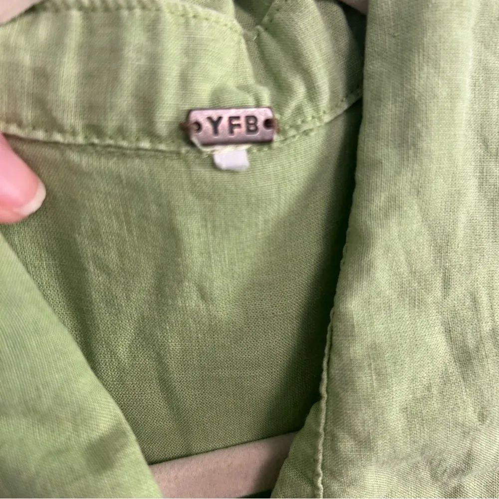 YFB Young Fabulous and Broke linen blend shirt dress lime green size XS chic - Image 2