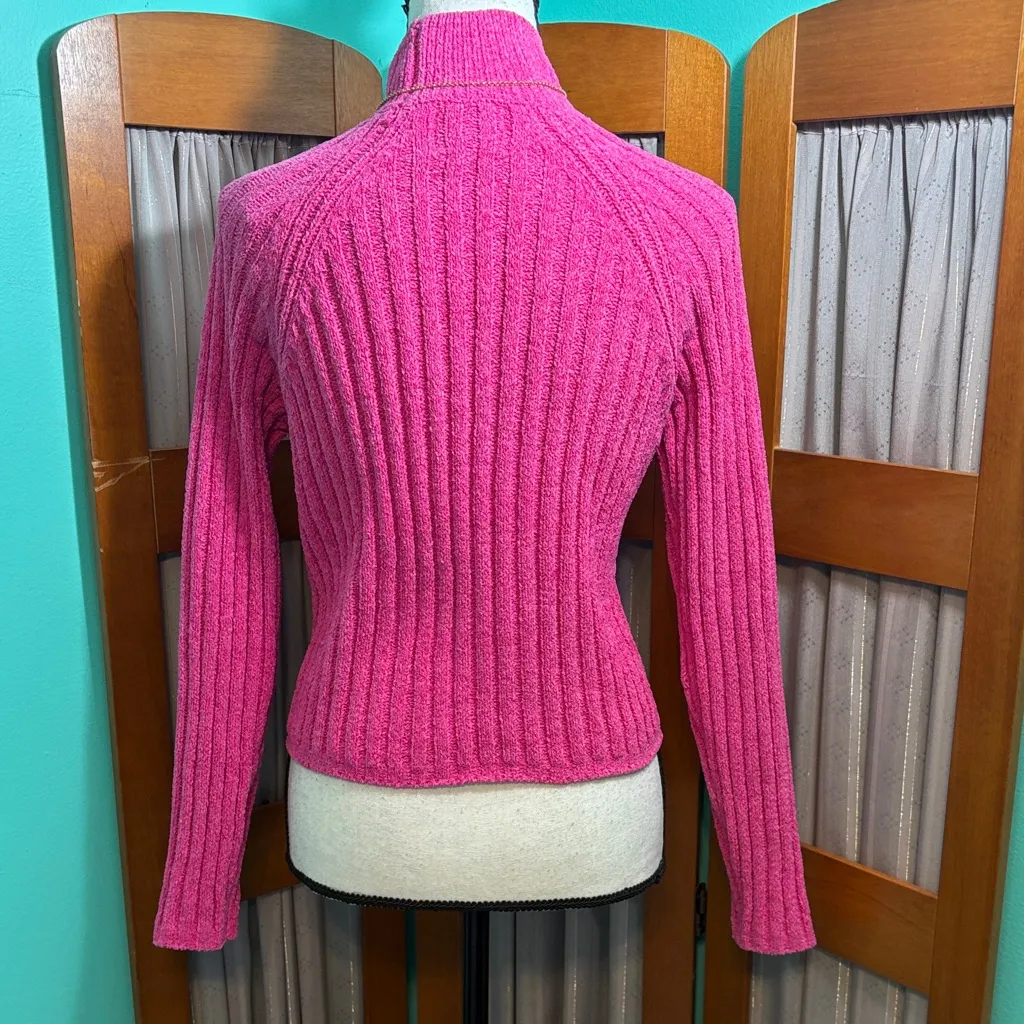 Pink Rose Vibrant Pink Ribbed Turtleneck Sweater - Image 6