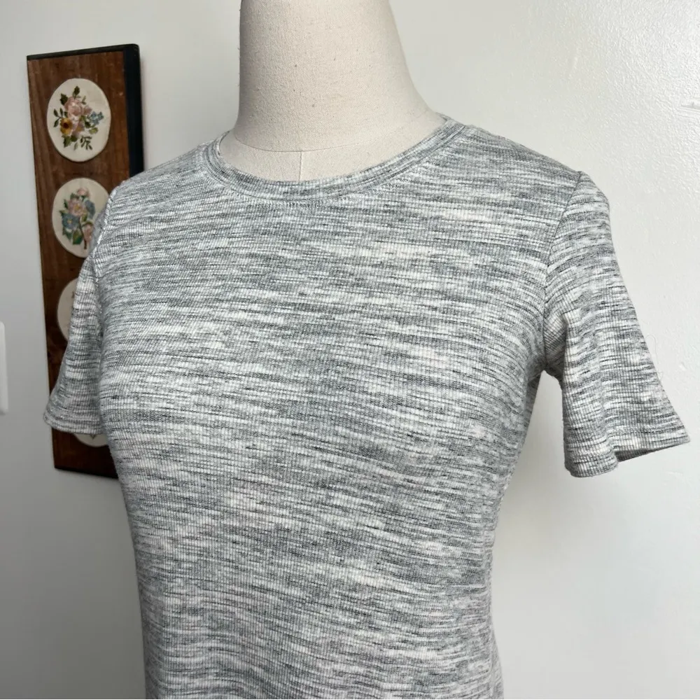 Cherry B3 Stirling Rib-Knit Mini Shirt Dress in
Gray Small - Image 5