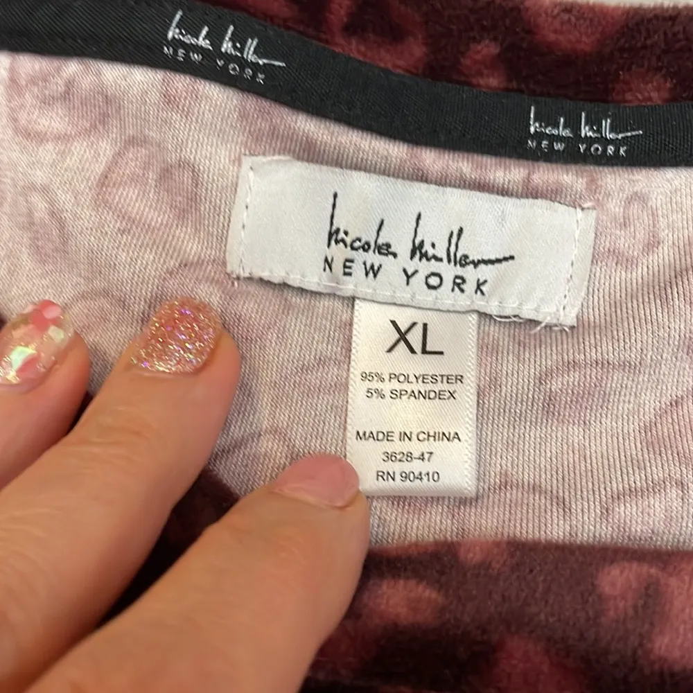 Red & Pink Animal Print Velvet Long Sleeve Pullover Sweatshirt XL - Image 7