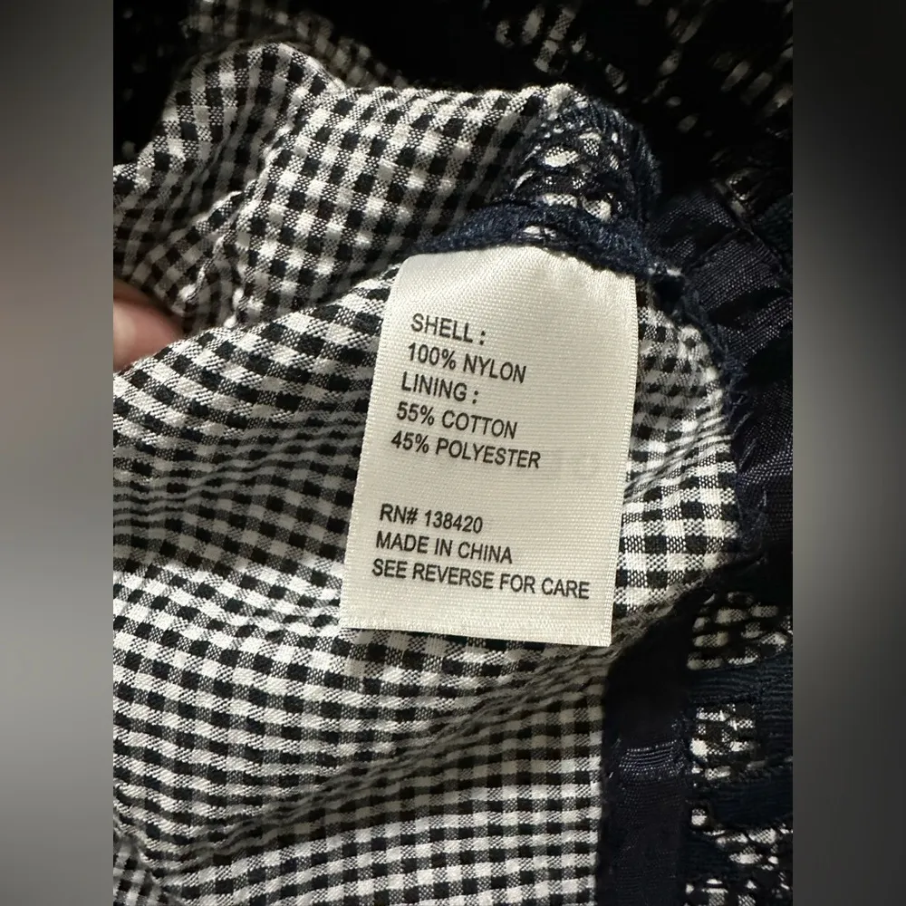 NWT Etcetera Navy Blue Floral Lace & Gingham Check
Cotton Pencil Sheath Dress 00 - Image 6