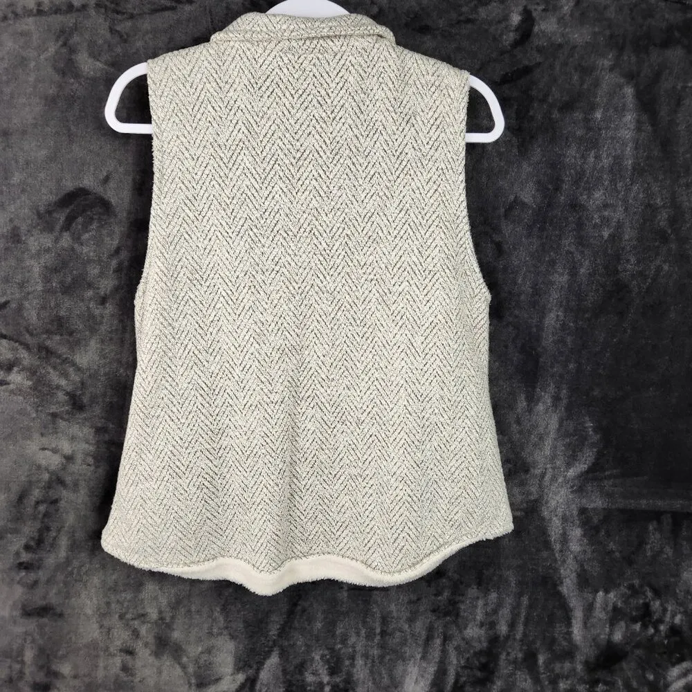 Altar'd State Gray Chevron Sherpa Vest Full Zip Size M Gray Fleece Lining - Image 2