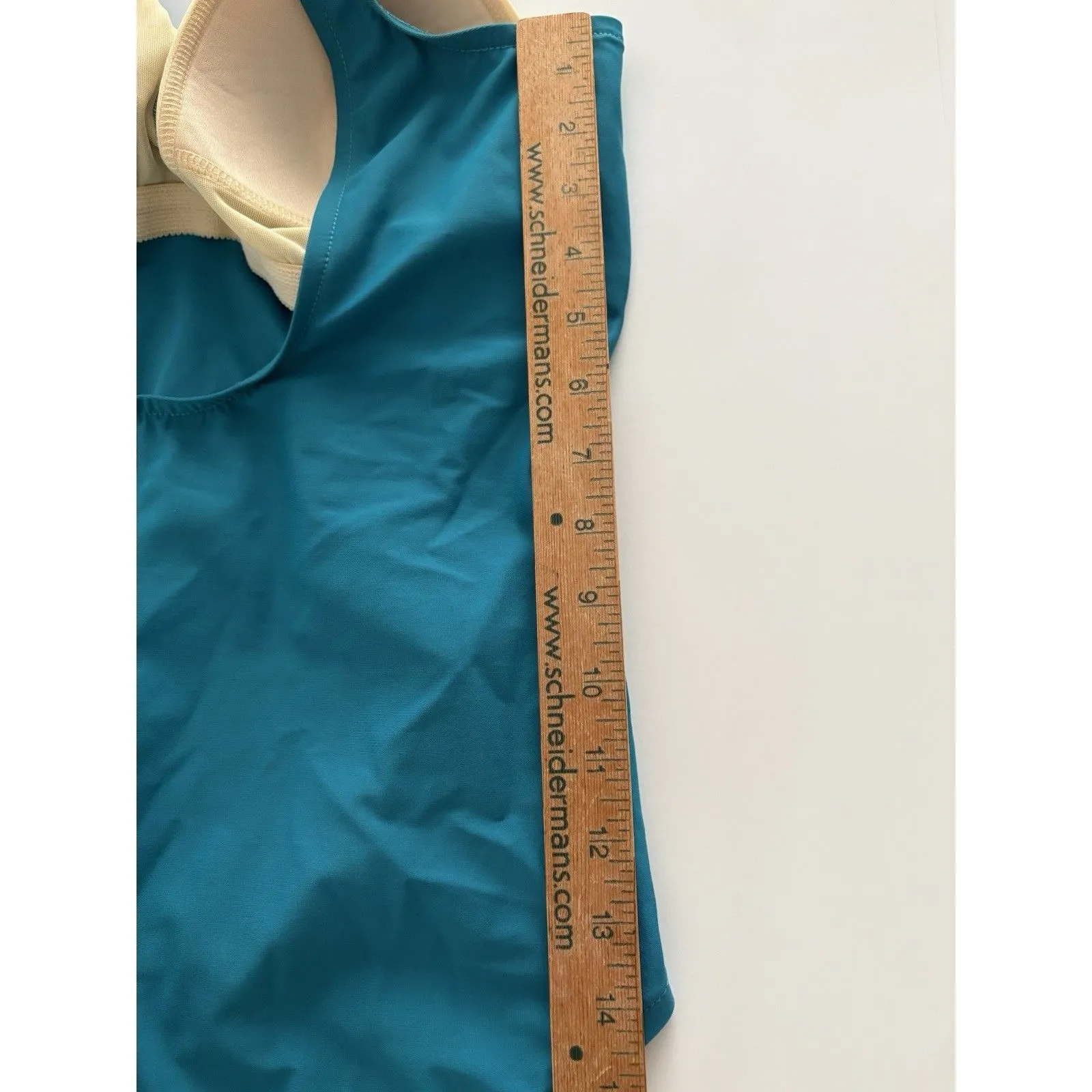 Miraclesuit Must Haves Oceanus One Piece Swimsuit Size 14 Turquoise Ruching Slim - Image 11