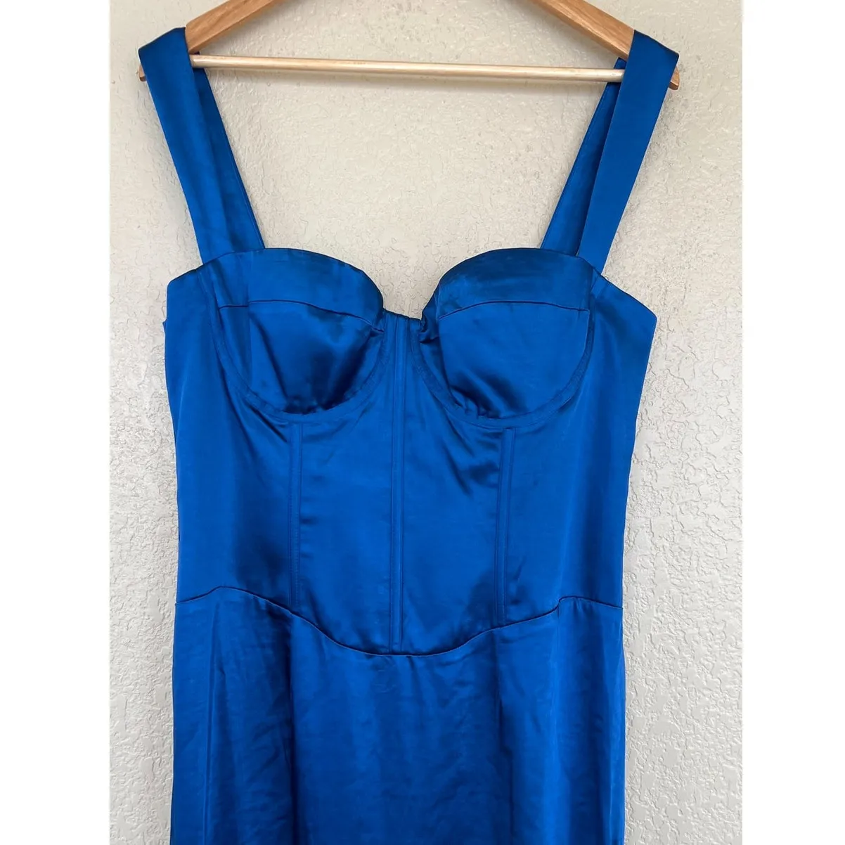 NEW REVOLVE Runway the Label Oura Maxi Dress XL Cobalt Blue Satin Corset Date - Image 5