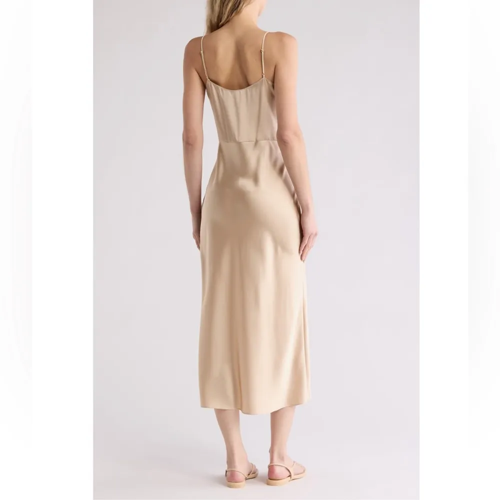Vince • Midi Dress • Shiny Satin • Cowl Neck • Cream Color • Size 0 - Image 2
