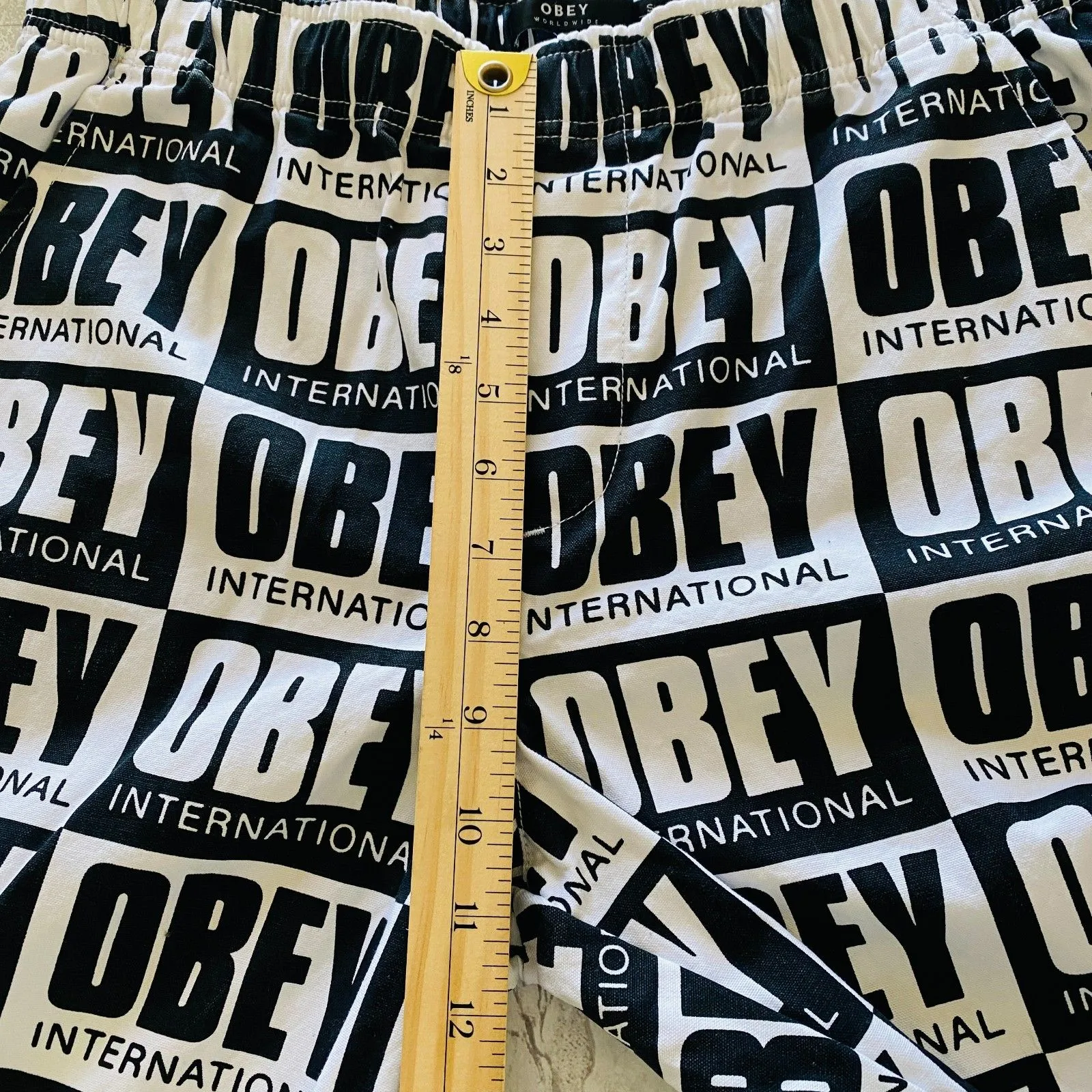 Obey Worldwide Splash Black White Pull On Drawstring Straight Leg Pocket Pant S - Image 5