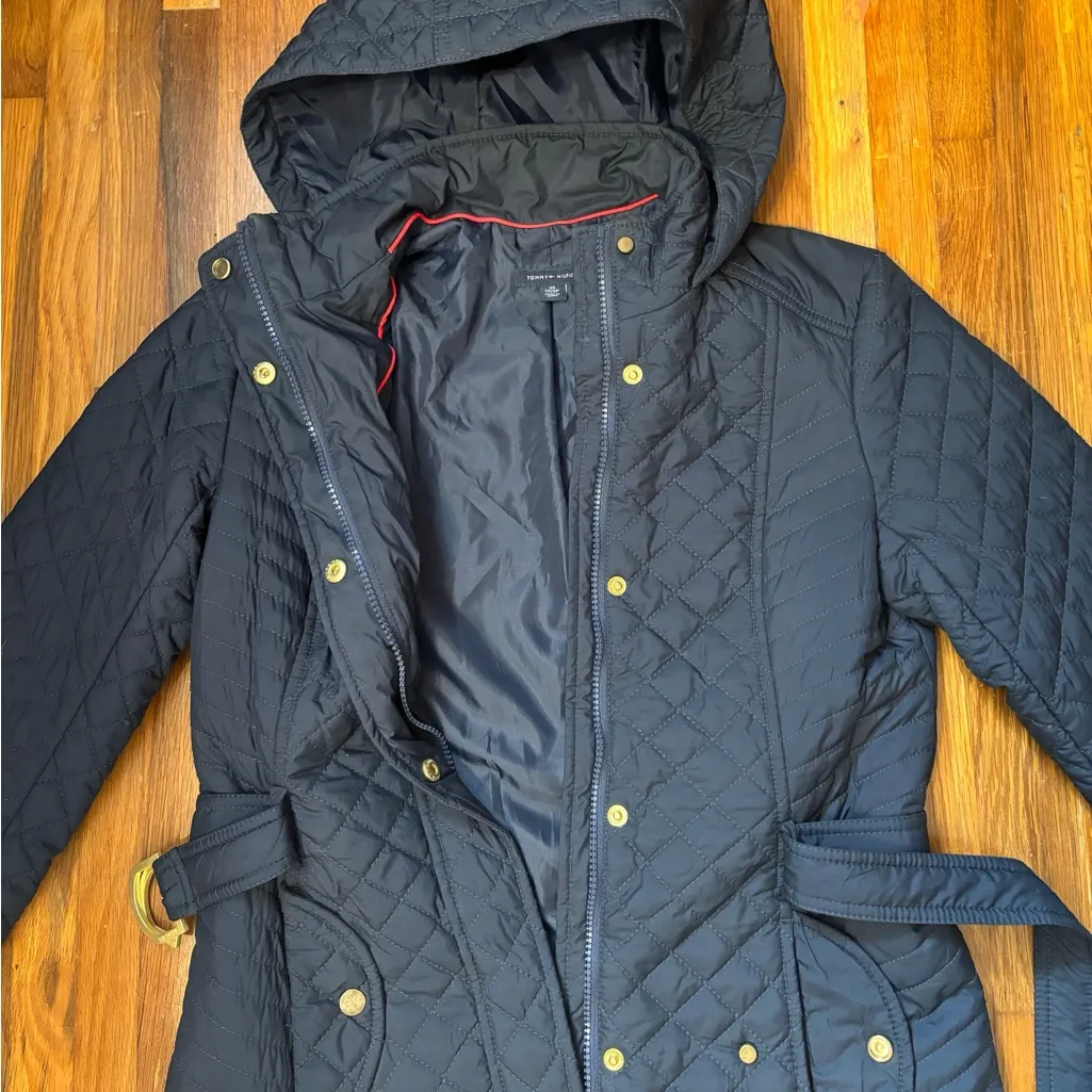 Tommy Hilfiger Navy Quilted Puffer Coat - Image 4