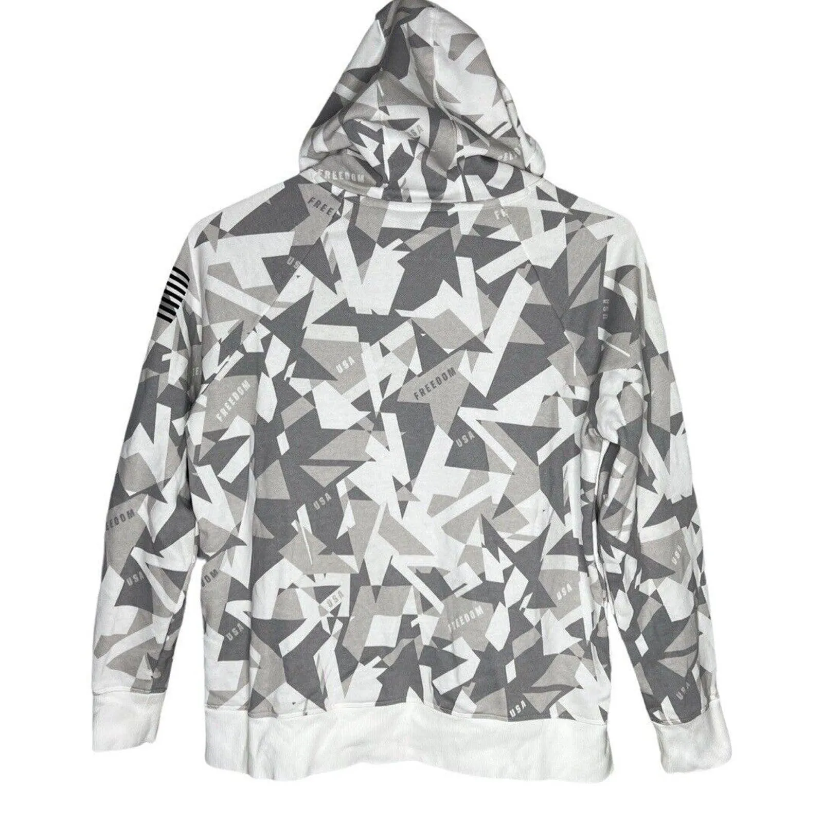 Under Armour‎ Shirt Womens Large White Gray Freedom Rival Amp Hoodie Sweatshirt - Image 2