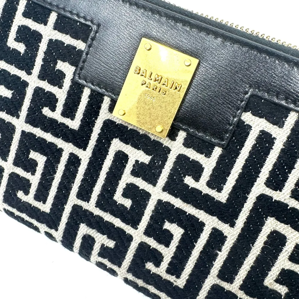 Balmain Jacquard 1945 Black Long Zip Wallet NWT - Image 6