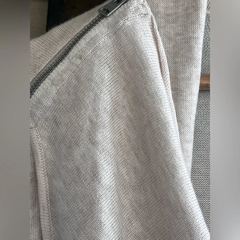 AllSaints Drina Ribbed Asymmetrical Zipper Shoulder Merino Wool Cardigan. - Image 8