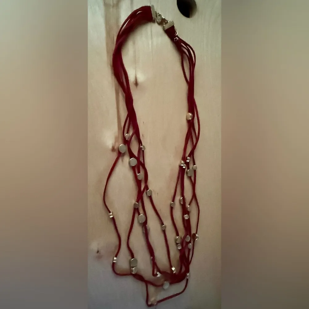 Charming Charlie Red Necklace with Gold Discs - Image 6