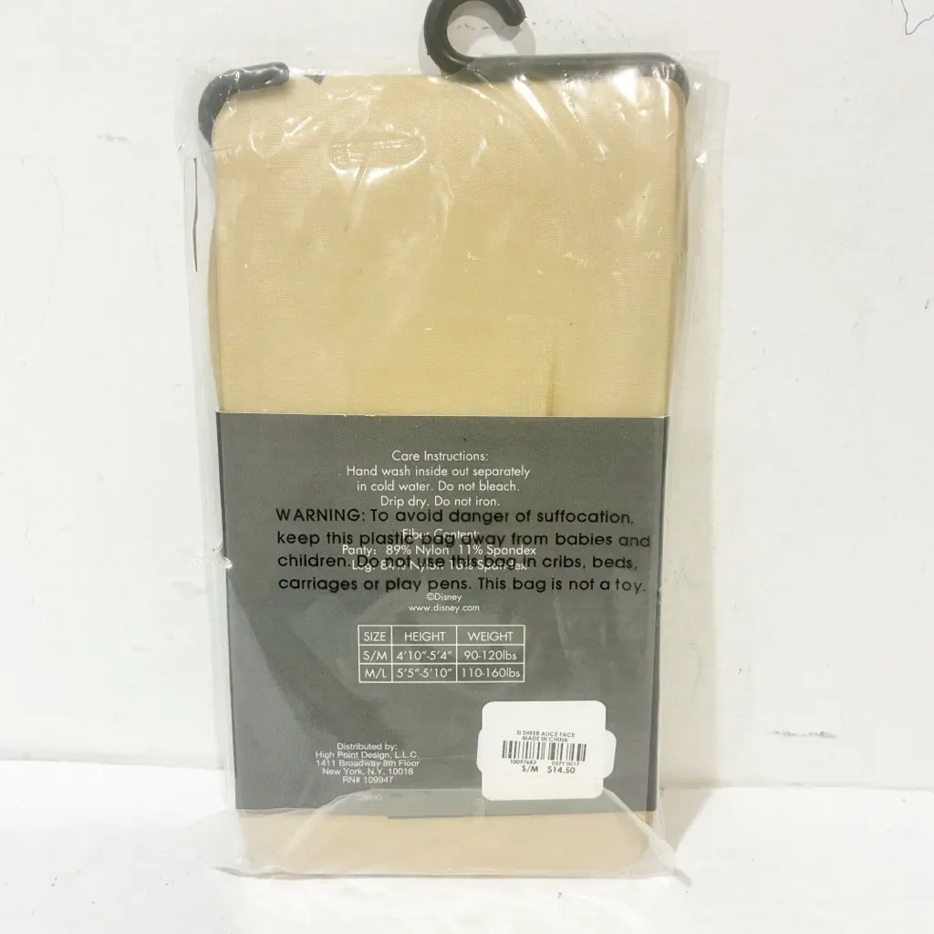 Disney's ALICE IN WONDERLAND Nylon/Spandex PANTYHOSE/TIGHTS S/M 90 to 120lb NEW - Image 2