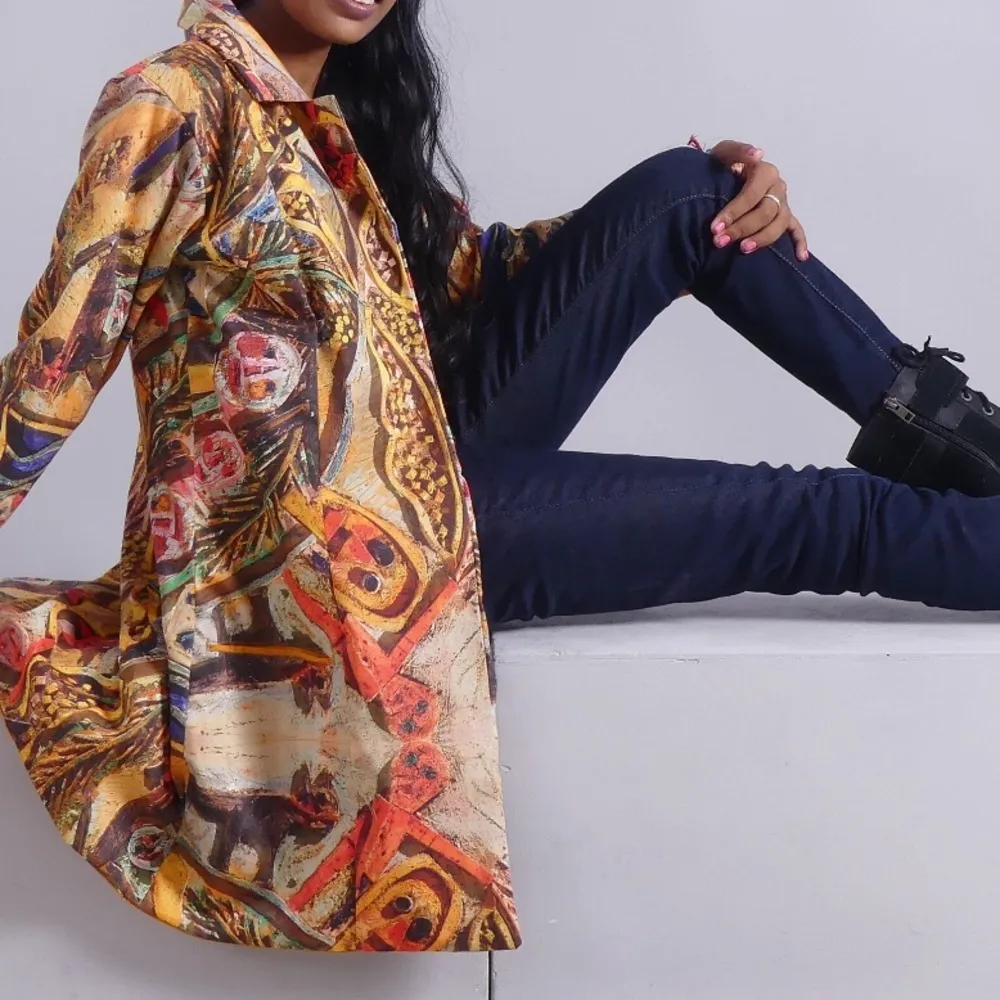 By Akka Creation Trench iacket Women's 3/quarter Unique size 40” M/L Orange - Image 8