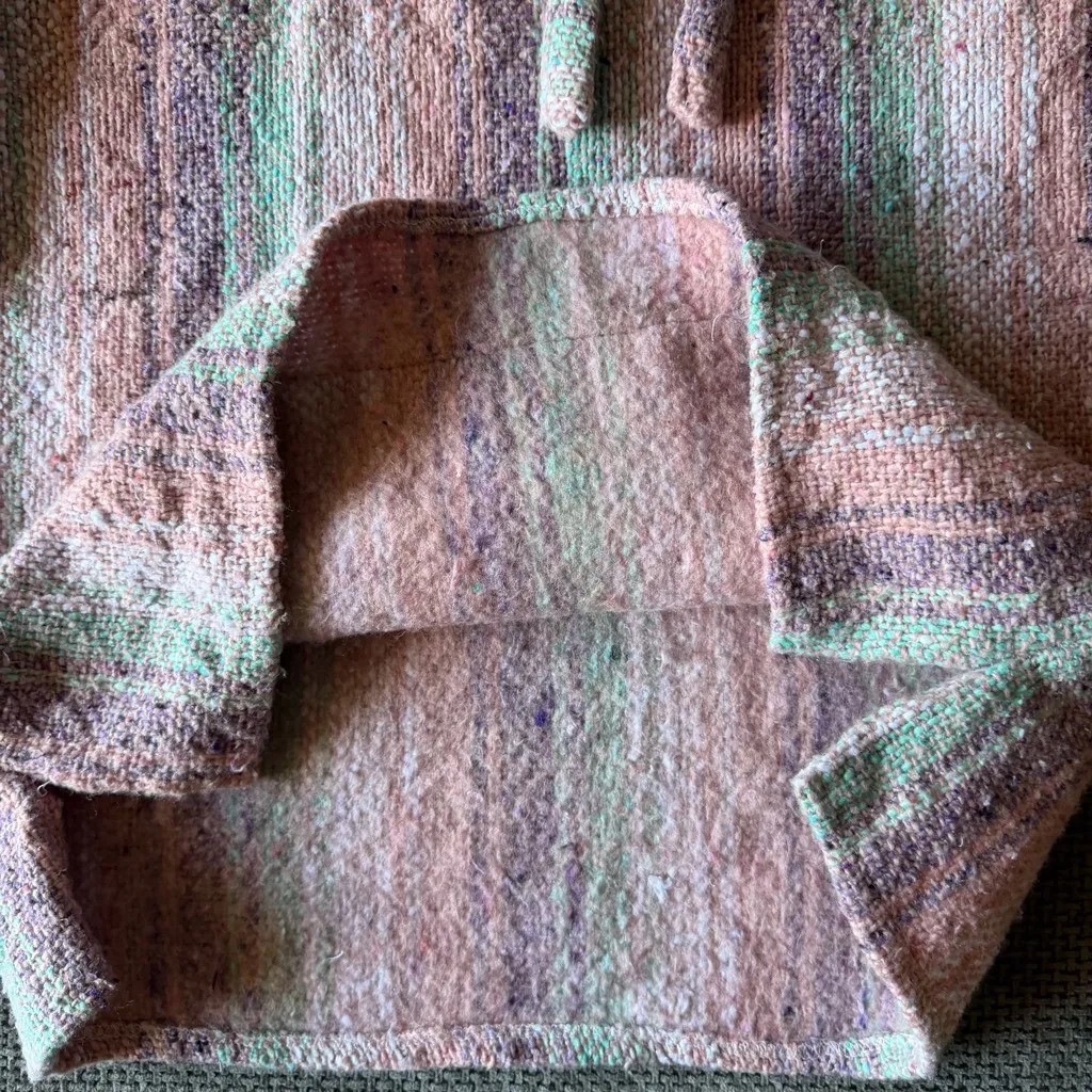 Mexican Baja Hoodie Drug Rug Pink Purple Striped Poncho Hippie Boho S Surfer - Image 5