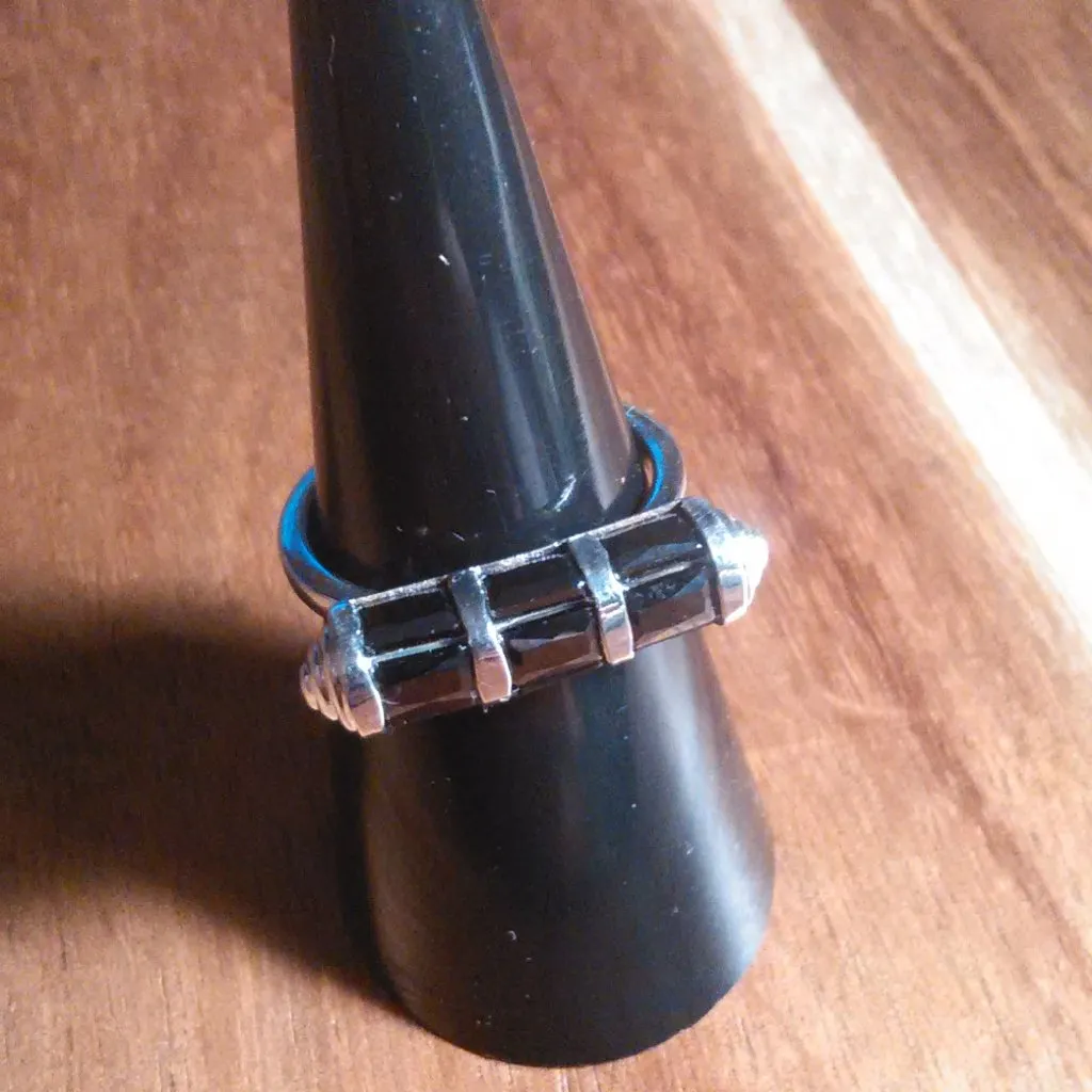 Simulated Black Diamond Fancy Brass Ring (Size 7) - Image 5