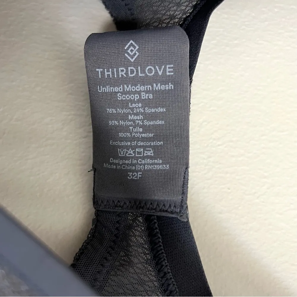 NWT ThirdLove Unlined Modern Mesh Scoop Bra in Gray Size 32F/32DDD Underwire - Image 10